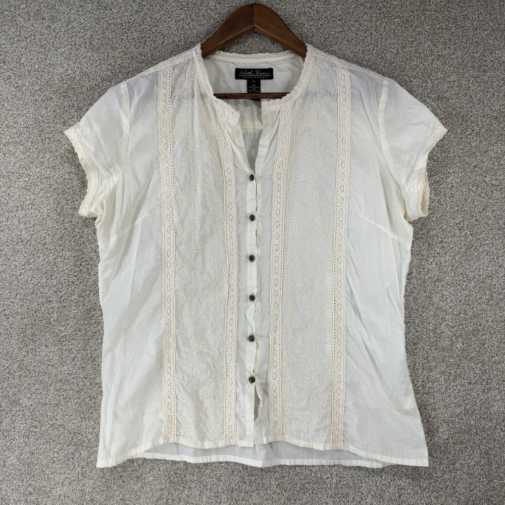 North River Cotton Lace Shirt XL Whimsigoth Cottagecore Coquette Edwardian *Spot